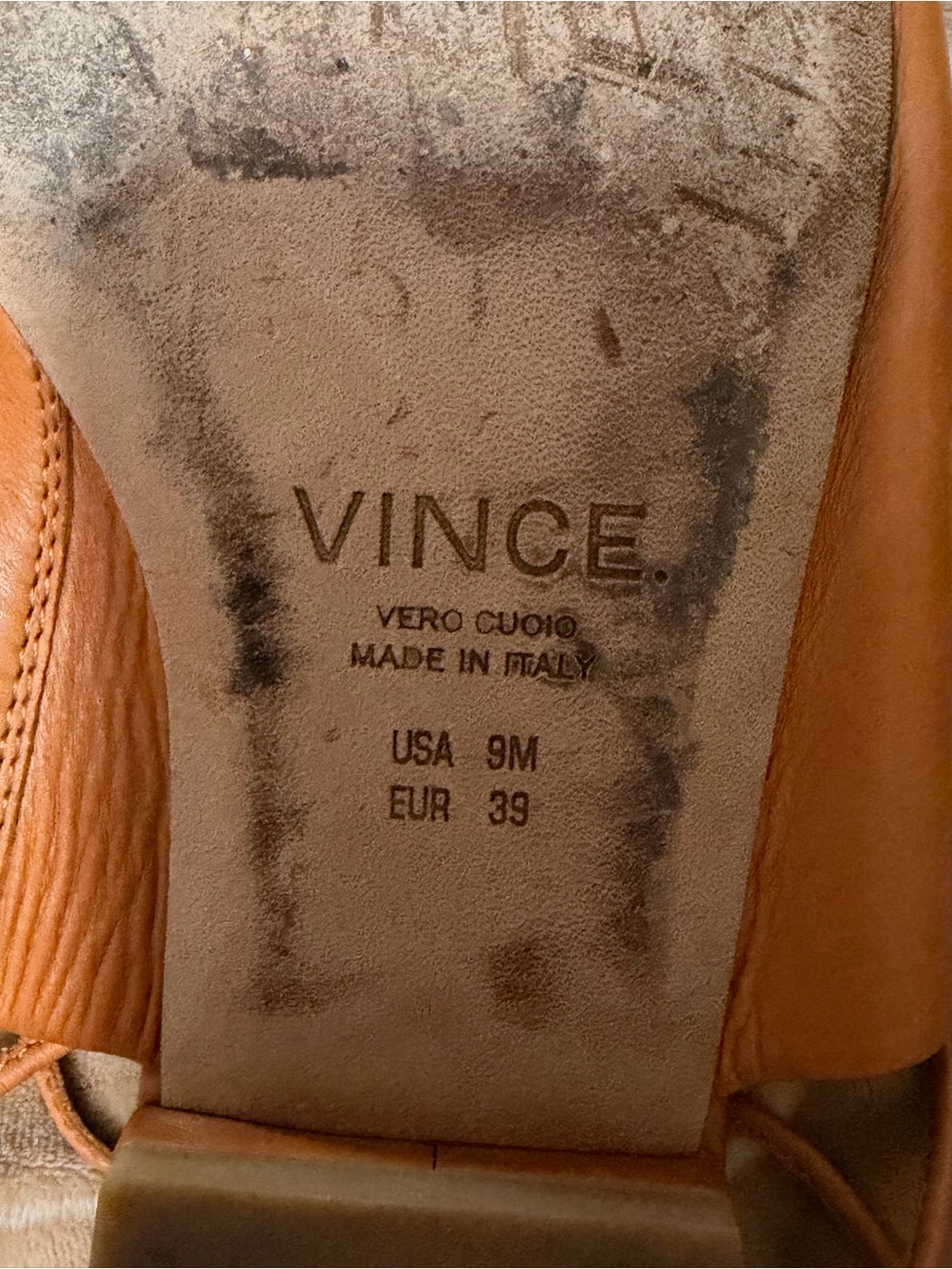 Vince Women’s Leather Damon Flat Lace-Up Slide Sandals Cognac Tan Women’s 39/9 - Picture 4 of 4